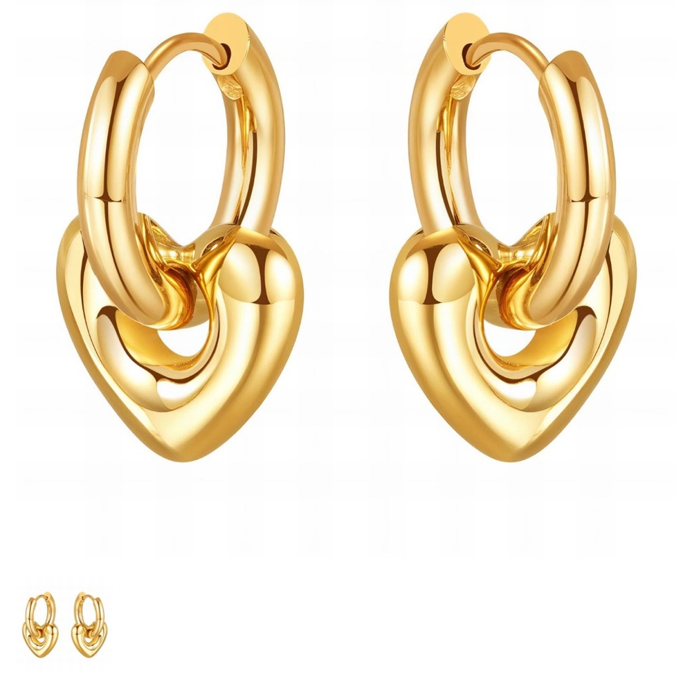 18k Gold Plated Heart Hoop Earrings